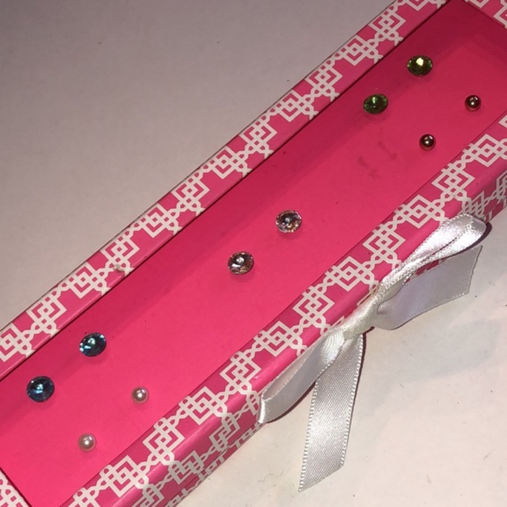 Colorful Stud Earring Set in Pink Box